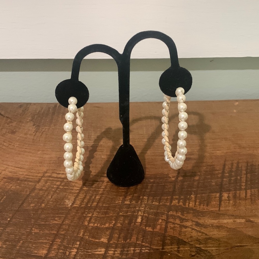 Boho Large Pearl Hoop Earrings